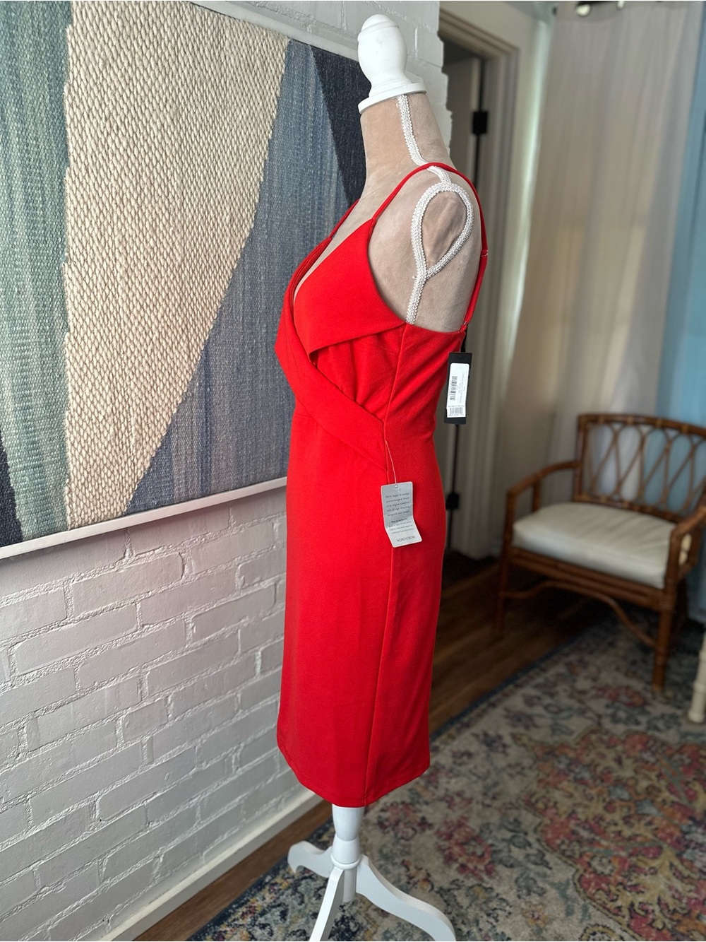 NWT Lulu's Red Faux Wrap Cocktail Dress - Picture 9 of 16